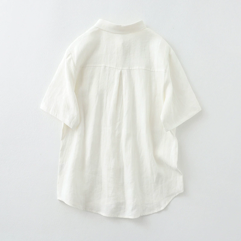 Ретро рубашка, хлопок и лен, oversize