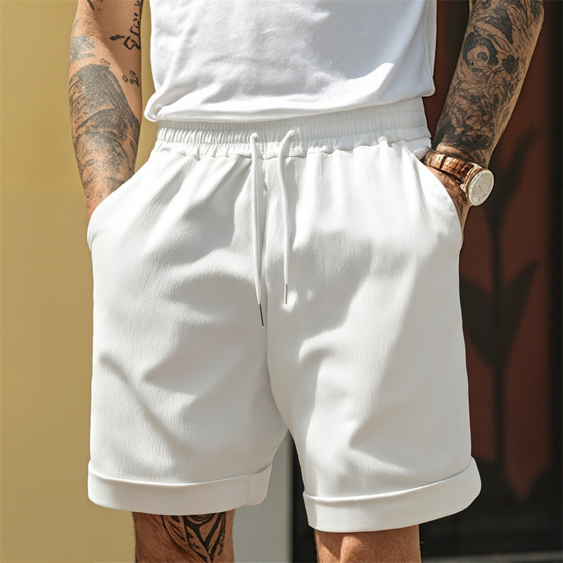 New Cross-Border Amazon Men's Summer Shorts High Street Pleated Casual Pants Straight Leg Plain Comfortable Breathable Shorts New Cross-Border Amazon Men's Summer Shorts High Street Pleated Casual Pants Straight Leg Plain Comfortable Breathable Shorts