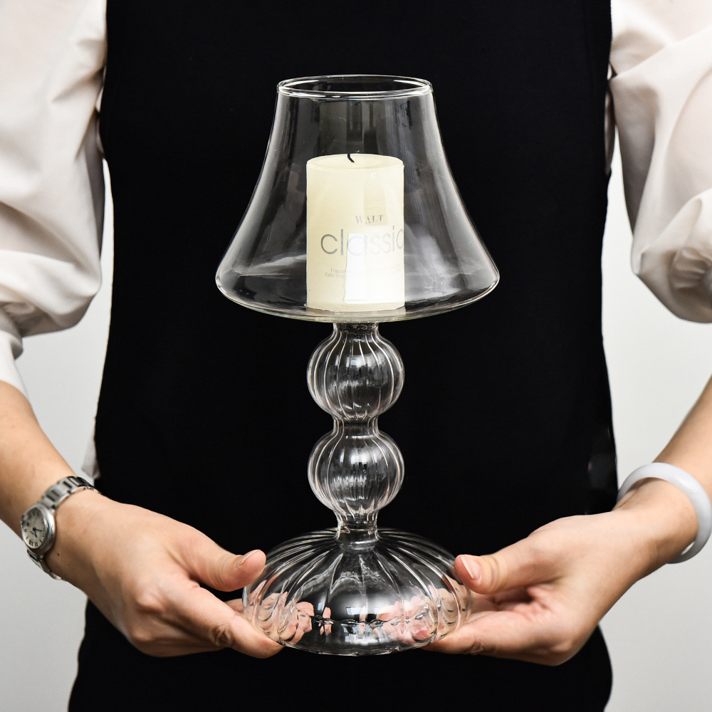 Lámpara de escritorio de lujo ligera europea modelado candelabros de vidrio decoración de mesa de comedor casera props de disparo de boda candelabros retro