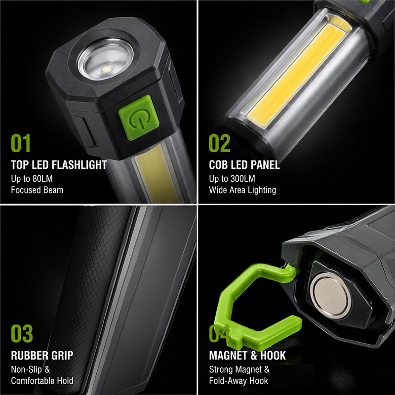 Cross-Border Cob Pull-Out Auto Repair Work Light Led Rechargeable Emergency Auto Repair Light Strong Light Magnetic Auto Repair Work Light