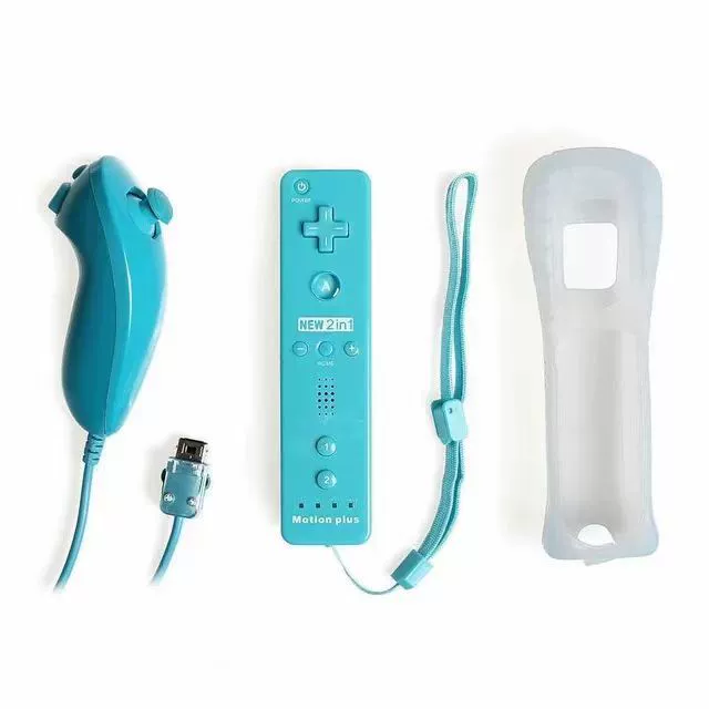 [Wii/WiiU двухпальцевые левый и правый геймпады с силиконовым чехлом и подвесом; Wii с встроенным акселератором левый и правый