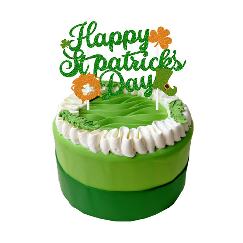 St. Patrick's Day Decoration Balloon Flag Set Irish Themed Clover Cake Insert Wholesale