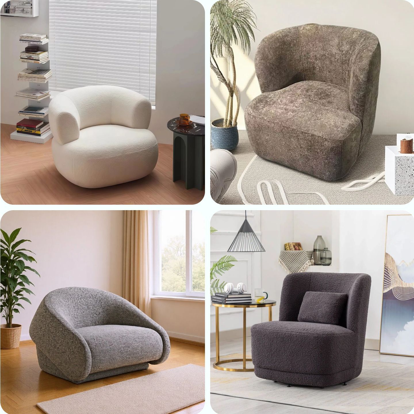 Customized Scandinavian Style Household Single Small Sofa Design Fabric Sofa Bedroom Lamb Wool Backrest Leisure Chair
