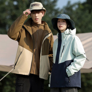 2025 Jacket Autumn and Winter Men's and Women's Same Style Outdoor Three-In-One Detachable Windproof and Waterproof Plus Velvet Thickened Jacket Trendy