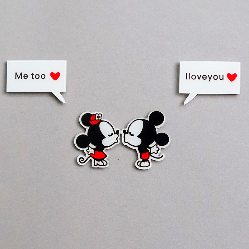 Personajes de dibujos animados pareja de acrílico adsorción pegatinas de refrigerador EVA alfanuméricos pegatinas de refrigerador DIY pegatinas magnéticas decoración