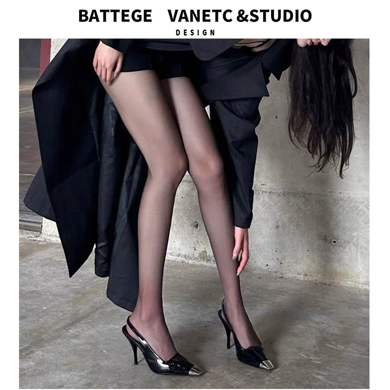 Park Cai Ying rose тот же туфли на высоком каблуке женский 2025 новый кожаный черный металлический тонкий каблук сандалии