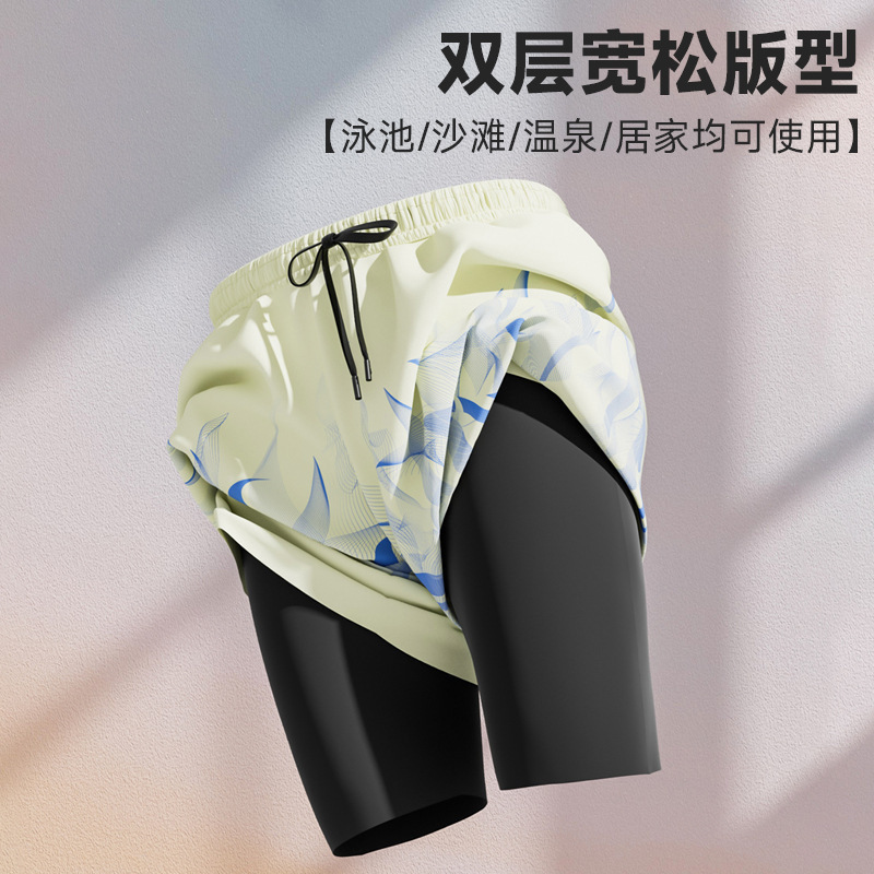 Adult Men's Swimming Equipment Hot Spring Five-Point Swimming Trunks Men's New Quick-Drying Large Size Anti-Embarrassment