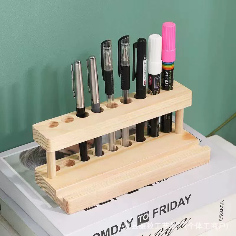 Сосновый держатель ручки деревянный карандаш коробка для хранения с держателем мобильного телефона