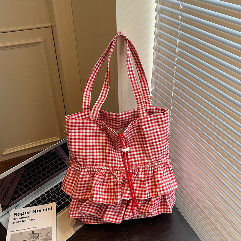 2025 Fashionable Plaid Commuter Simple Tote Bag Niche Design Armpit Bag Foreign Style Large Capacity Shoulder Bag 2025 Fashionable Plaid Commuter Simple Tote Bag Niche Design Armpit Bag Foreign Style Large Capacity Shoulder Bag