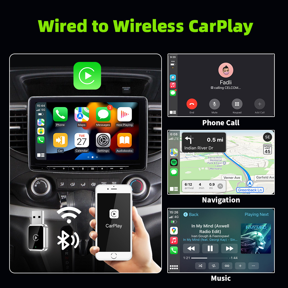 Wireless Carplay Car Box USB Smart Interconnect for Android and Iphone, Universal, No Wiring Required, High-Definition Screen Projection