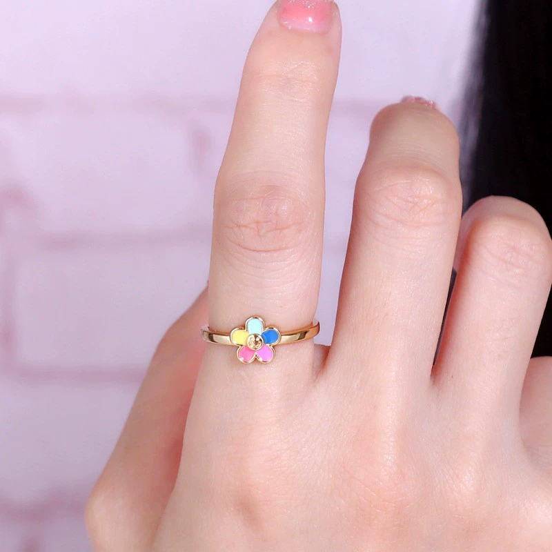 (Cross-border trading), fashionable cute sophisticated small ring, accessory, simple and elegant design, flowered