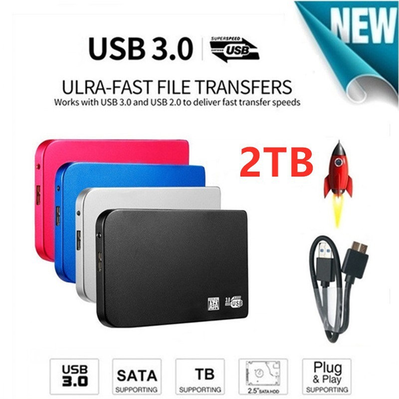 Mobile Hard Drive Expansion and Upgrade to 16Tb, 8Tb, 4Tb, 2Tb, 1Tb, 500Gb Large Capacity 2.5inch Portable USB External Drive