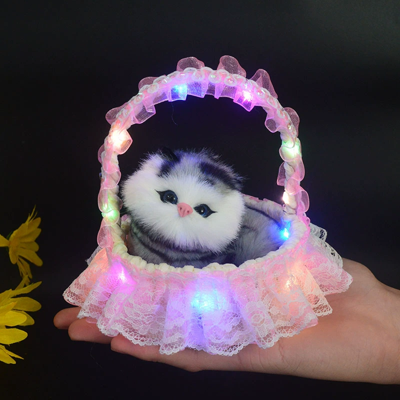 Светящийся корзина, реалистичная игрушка, костюм цветочного мальчика, кукла, котенок, кот, 3–6 лет