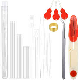 60件套串珠针 大眼绣花针 带针盒，剪刀，穿线器，顶戒，麻花针