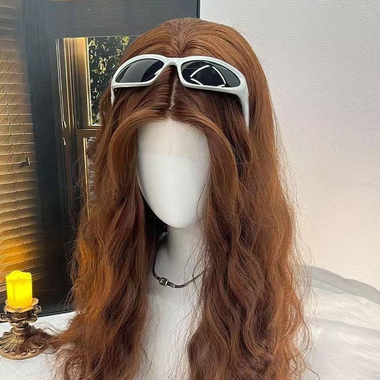 Caramelo marrón cálido diario lana natural rollo frente encaje agua ondulado pelucina esponjosa versátil A05