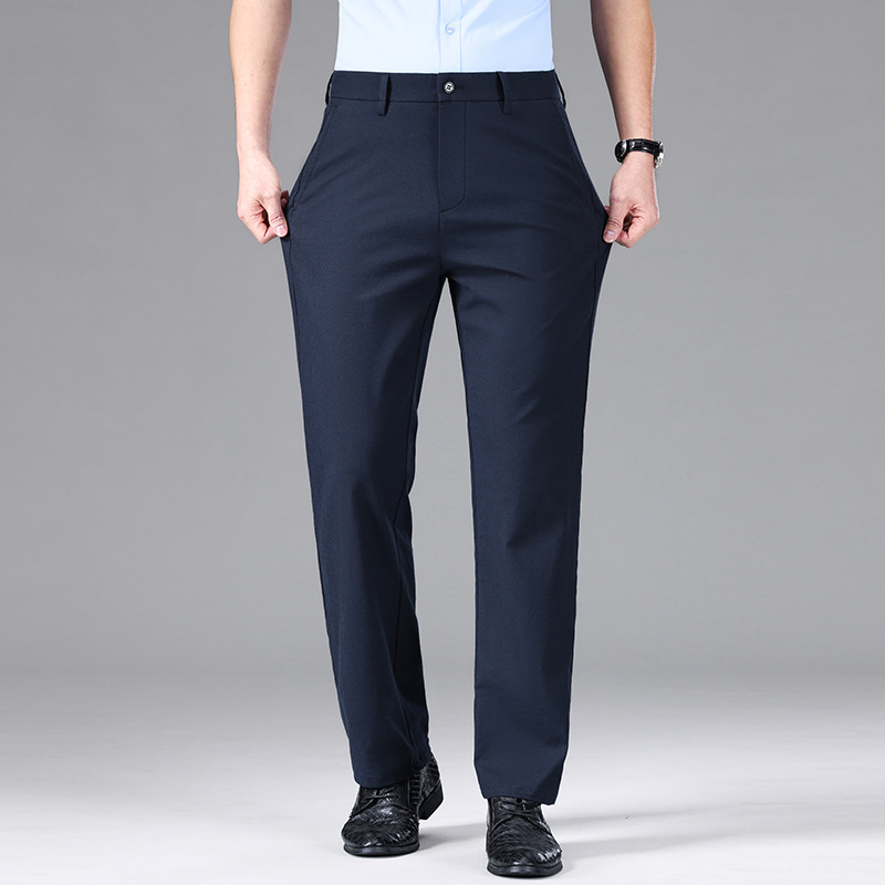 Coole und bügelfreie Hose mit geradem Bein, Frühlings- und Sommerhose aus dünnem Eisseidenleinen für Herren_voghion.com