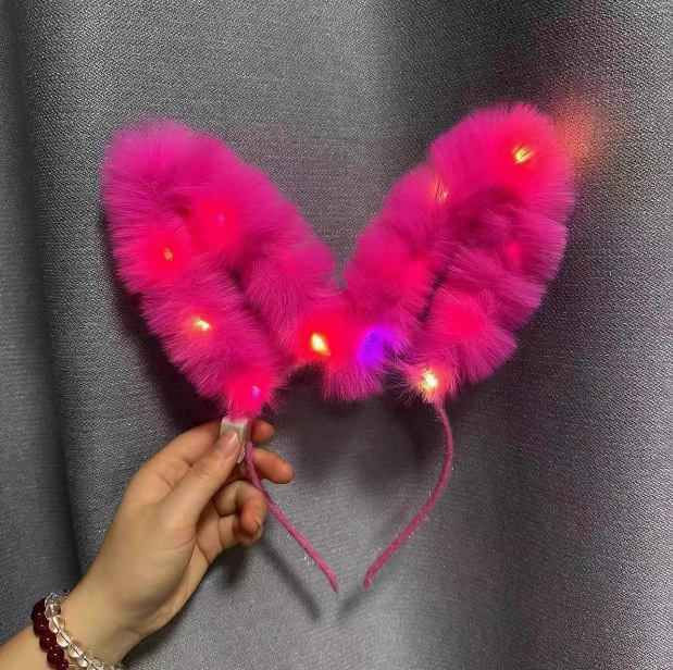 Bar eventos rendimiento accesorios alargados plumas orejas de conejo banda para el cabello Festival de música Flash accesorios para el cabello espectáculo atmósfera accesorios