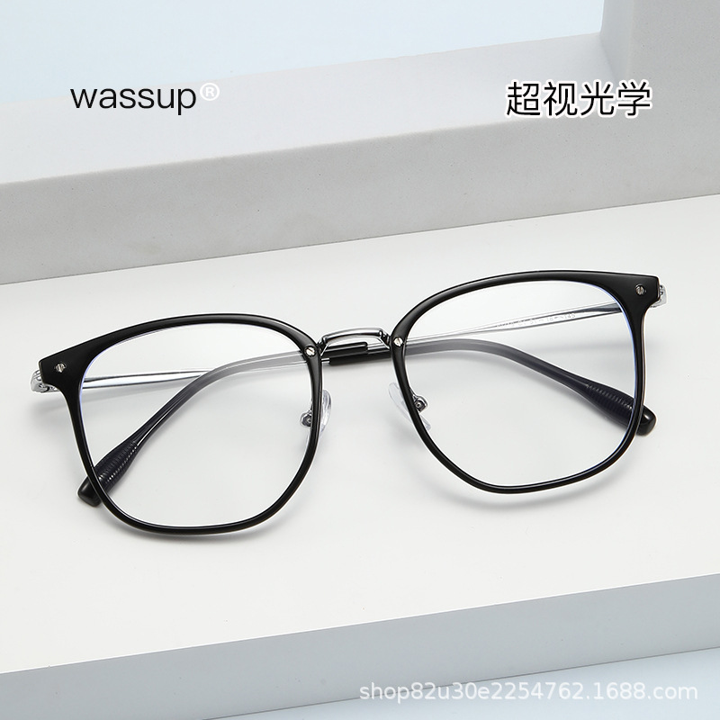 30319 Alloy Eyeglass Frames for Women, Anti-Blue Light Frames, Square Glasses for Students, Non-Prescription Glasses, Can Be Customized with Prescription Lenses