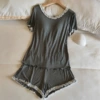 3091.2# Gray - backless (fixed chest pad) short sleeves + shorts