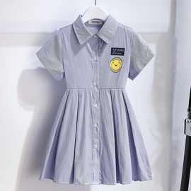 女童连衣裙夏季儿童裙子洋气学院公主裙大童时尚女孩韩版衬衫裙潮