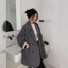 小西装外套女2025春秋季新款时尚韩版气质宽松双排扣学院风西服