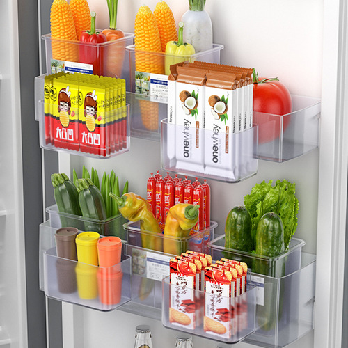 Refrigerator side door storage box packing and organizing artifact inside fresh food grade side storage door box kitchen