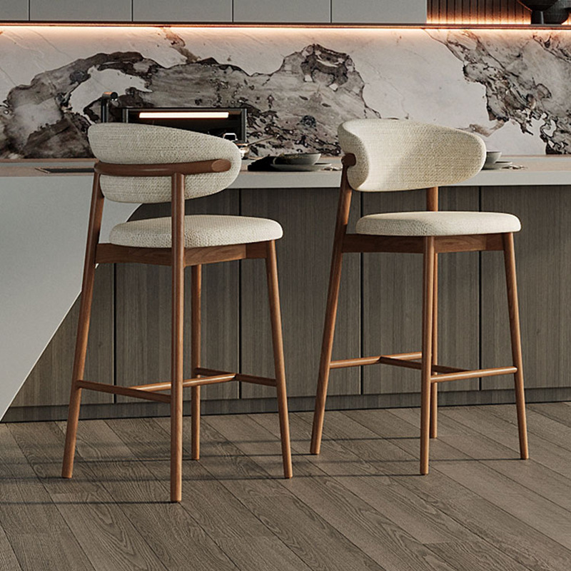 Ash Wood High Chair, Mid-Century Style Bar Chair, All Solid Wood Bar Chair, Home Island Dining Chair, Cafe Stool