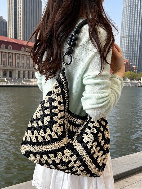Bolsa de tejido de gran capacidad para mujeres 2026 nuevo verano de vacaciones en la playa bolsa de viaje simple bolsa de arte