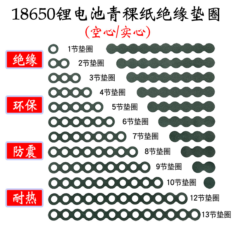 18650电池正极空心贴纸0.2厚绝缘贴负极实心垫片1-13联青稞纸隔垫