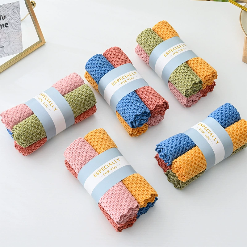 Платок/полотенце для мытья посуды из бамбукового волокна и хлопка, 25×25 см, антижир, многоразовое