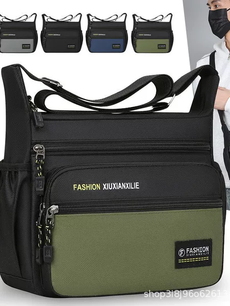 New Men's Crossbody Bag, Trendy Bag, Oxford Cloth, Large Capacity, Water-Repellent, High-End Shoulder Bag for Commuting and Travel