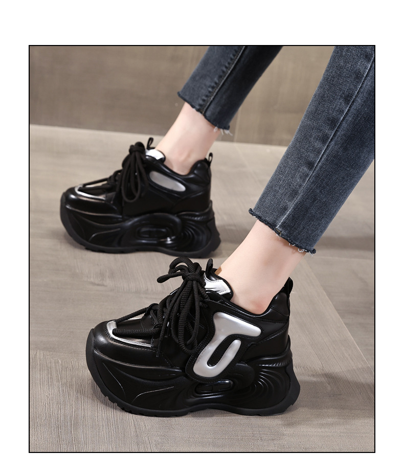 Giày sneaker nữ đế dày tăng chiều cao phong cách bánh xốp mềm mại — Màu be chi tiết 18