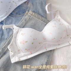 小白碎花 轻薄款无痕内衣女小胸聚拢显胸小无钢圈学生文胸罩