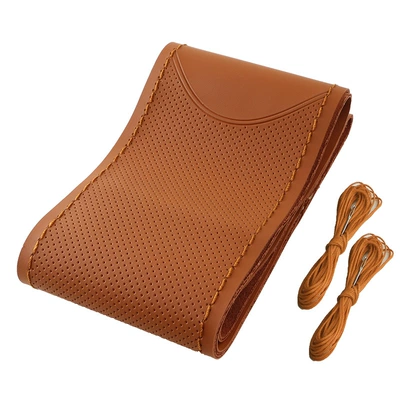 Steering wheel cover Car Hand-Stitched Steering Wheel Cover - khaki-khakis-double-c-embossed-38cm