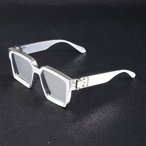  new diamond-encrusted large square frame sunglasses for women, European and American Internet celebrity millionaires, same style sunglasses for men, trendy shades
