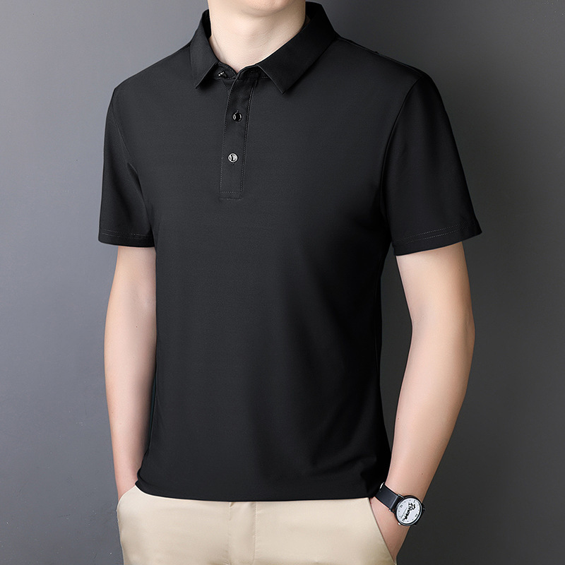 Verano delgado camisa de polo camisa de hombre de manga corta suelta de negocios casual camiseta de solapa chaqueta de hombre image 6