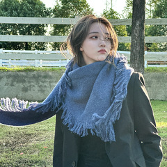 新型秋冬高級感韓国百合流蘇は保温外に三角巾を掛けてウールのマフラーのストールを編みます。