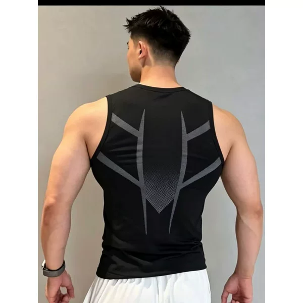 Summer New Men's Fitness Vest Seamless Jacquard Elastic Quick-Drying Outdoor Running Sports Sleeveless Shirt