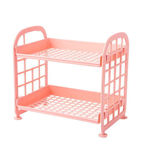 Creative double-layer desktop storage rack plastic kitchen storage rack bathroom two-layer cosmetic storage rack wholesale