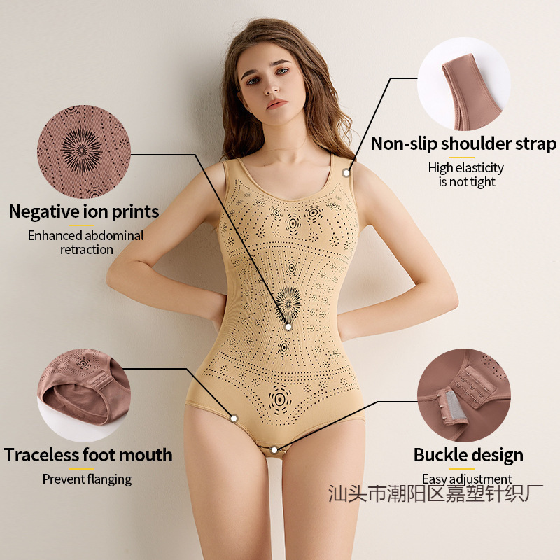 Cross-Border European and American Style Body-Shaping Triangle Buttoned Butt-Lifting Shapewear for Women, High-Waisted Tummy Control Tight-Fitting Backless Bodysuit