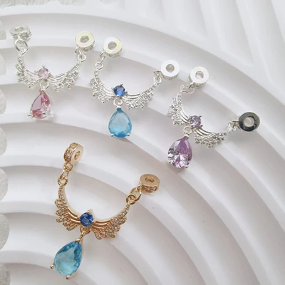 Spacer Bead with Through-Hole Handmade – Zərgərlik ara hissələri - light-gold-blue-diamond
