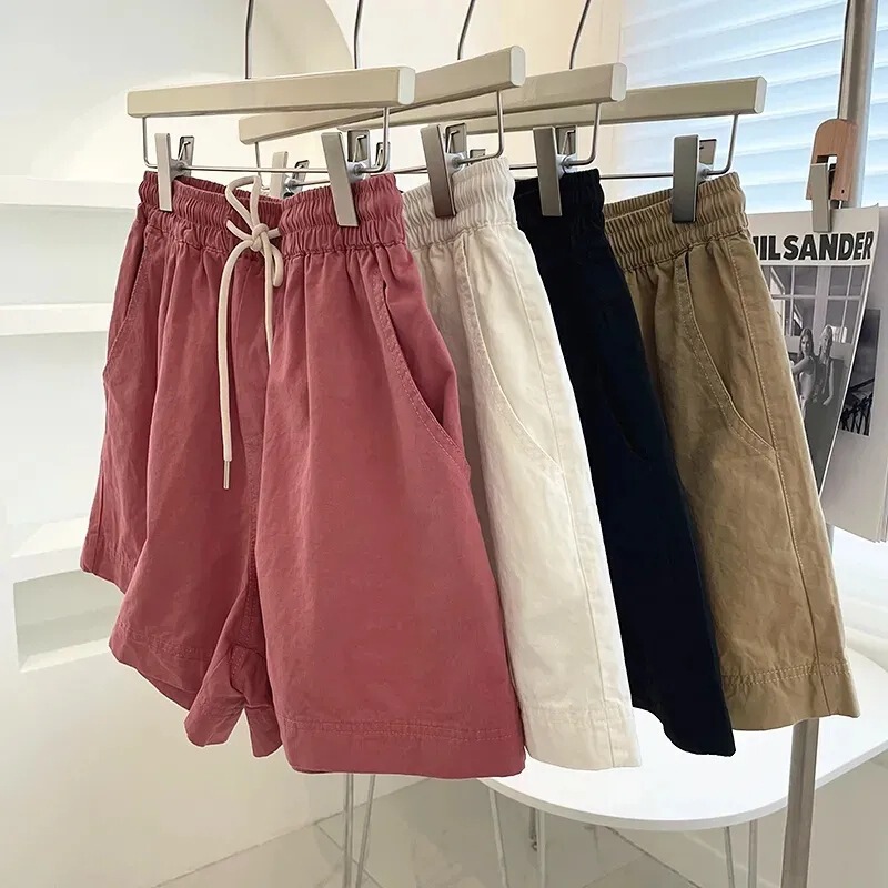 Pure Cotton Sports Shorts for Women, Summer Thin Style, Loose Fit, 2026 New High-Waisted Casual Wide-Leg Shorts for Summer Wear