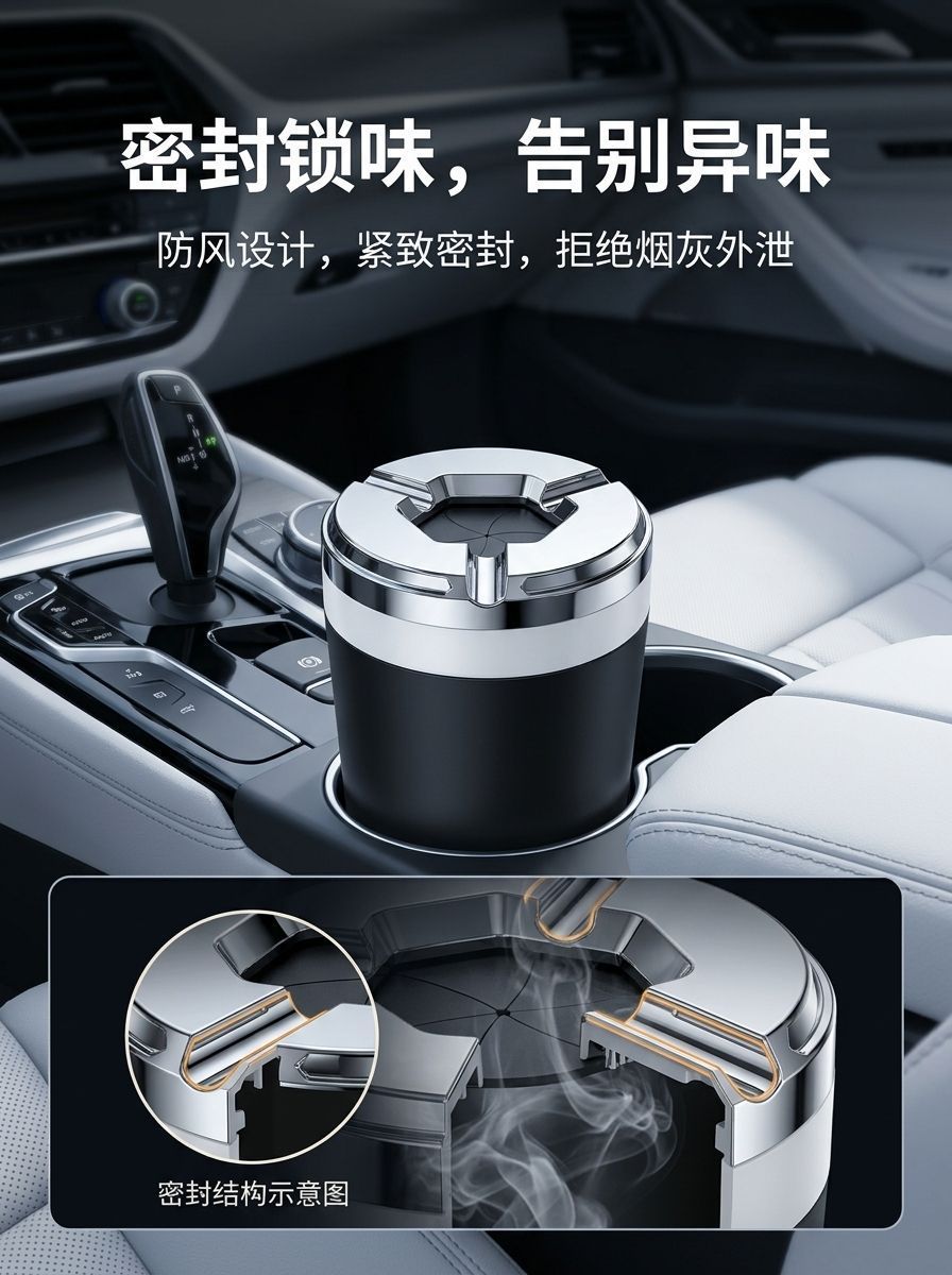 Rotating ashtray, windproof, light luxury, home use, creative, sealed, stylish, personalized, office use, with lid, personalized, car ashtray