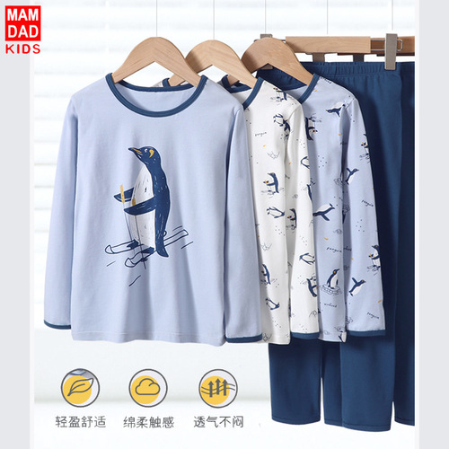 Boys' autumn and winter autumn clothes and long johns suit Lycra cotton medium and large children's underwear suit new style can be shipped on behalf of pure cotton