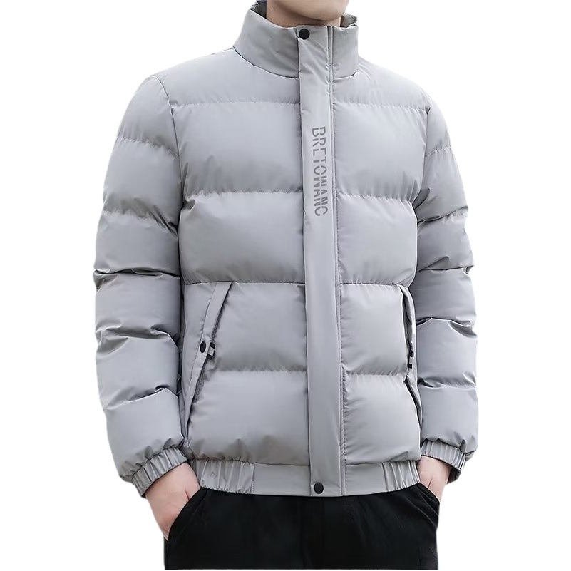 Abrigo de invierno de algodón acolchado de los hombres corto forrado de lana engrosada mapache de algodón estilo coreano guapo de moda collar de pie cálido abrigo de algodón acolchado de los hombres