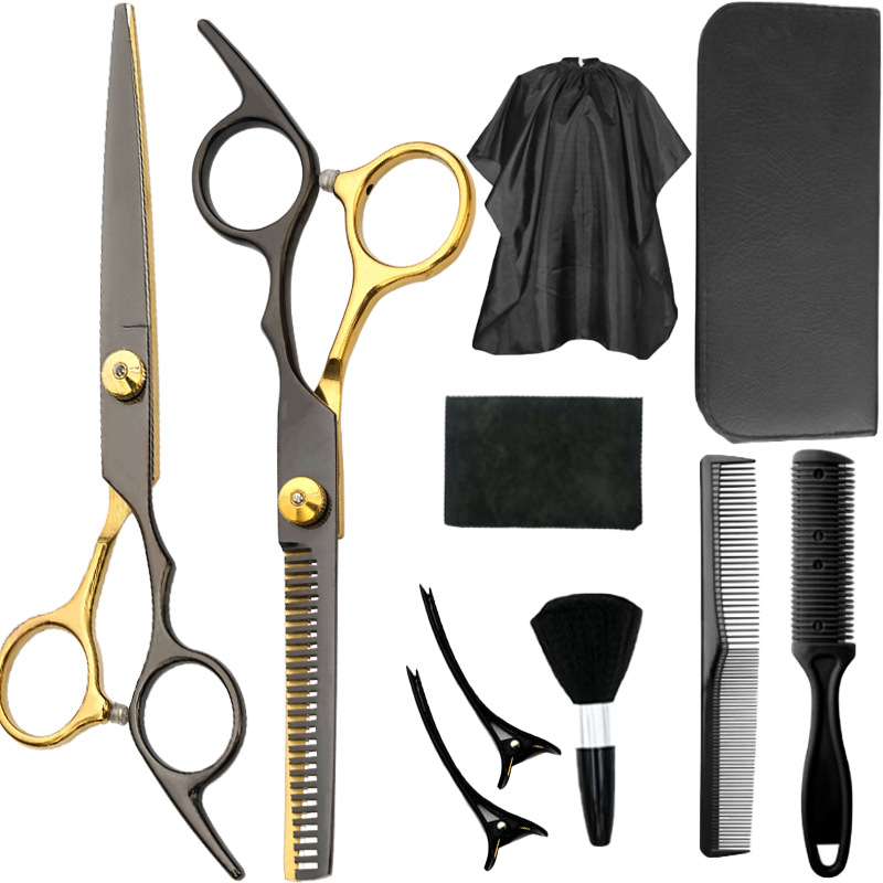 Fábrica al por mayor de 6 pulgadas tijeras de pelo profesional estilista de pelo tijeras de peluquería corte de pelo tijeras planas tijeras de dientes finos traje