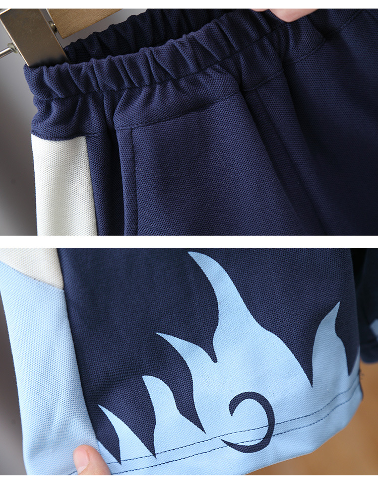 7406 Traje de verano para niños, Nezha para niños, ropa de mar Ao Bing, traje de dos piezas de polo de manga corta a juego