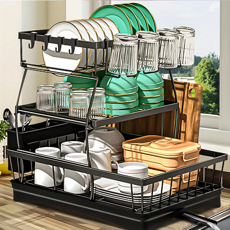 Doble Dish Rack For 2 tier Kitchen Countertops Cutlery transfronterizo