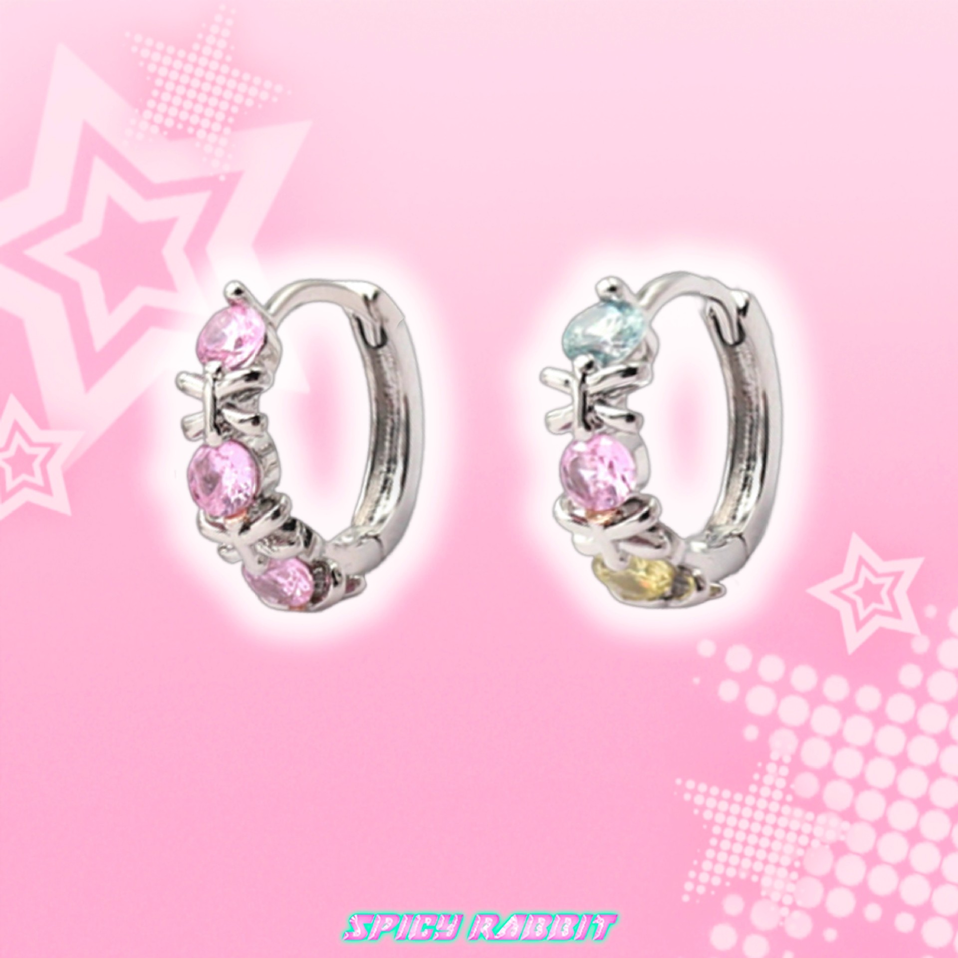 Small Colorfulful Earrings/Pink Cute Fashionable Niche New Earrings Exquisite Elegant Hoop Women's Earrings