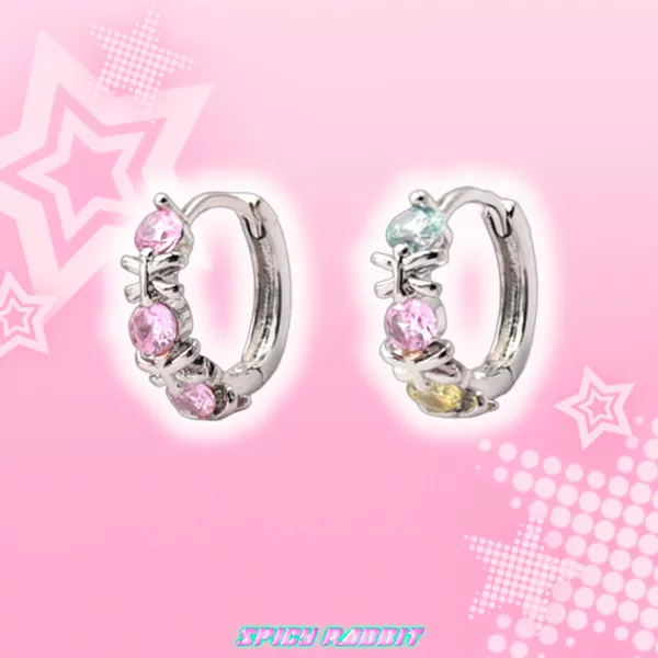 Small Colorfulful Earrings/Pink Cute Fashionable Niche New Earrings Exquisite Elegant Hoop Women's Earrings